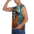 thumbnail image 3 of Pofeuu Cartoon Pumpkin Skull Print Men's Muscle T-Shirt, Sleeveless, Muscle Tank, Classic Muscle Tee Top For Men Casual Sleeveless Muscle T-Shirt Trendy Clothes-Small, 3 of 7