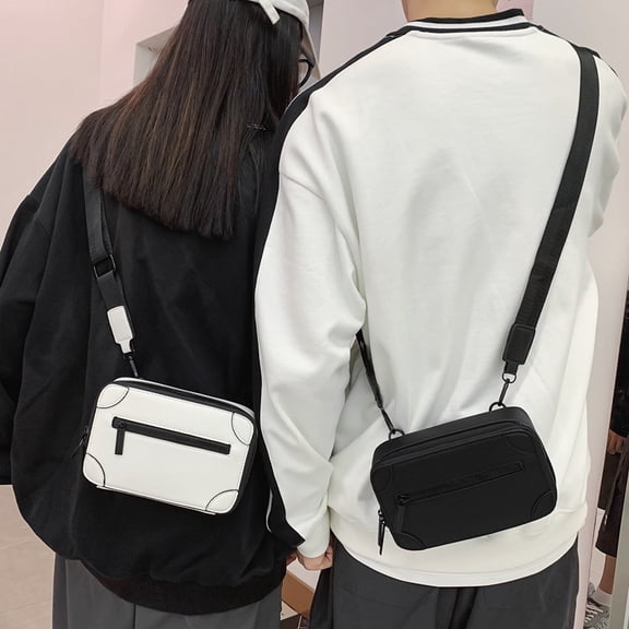 Men's Trendy Brand Small Square Fashion Messenger Bag,White