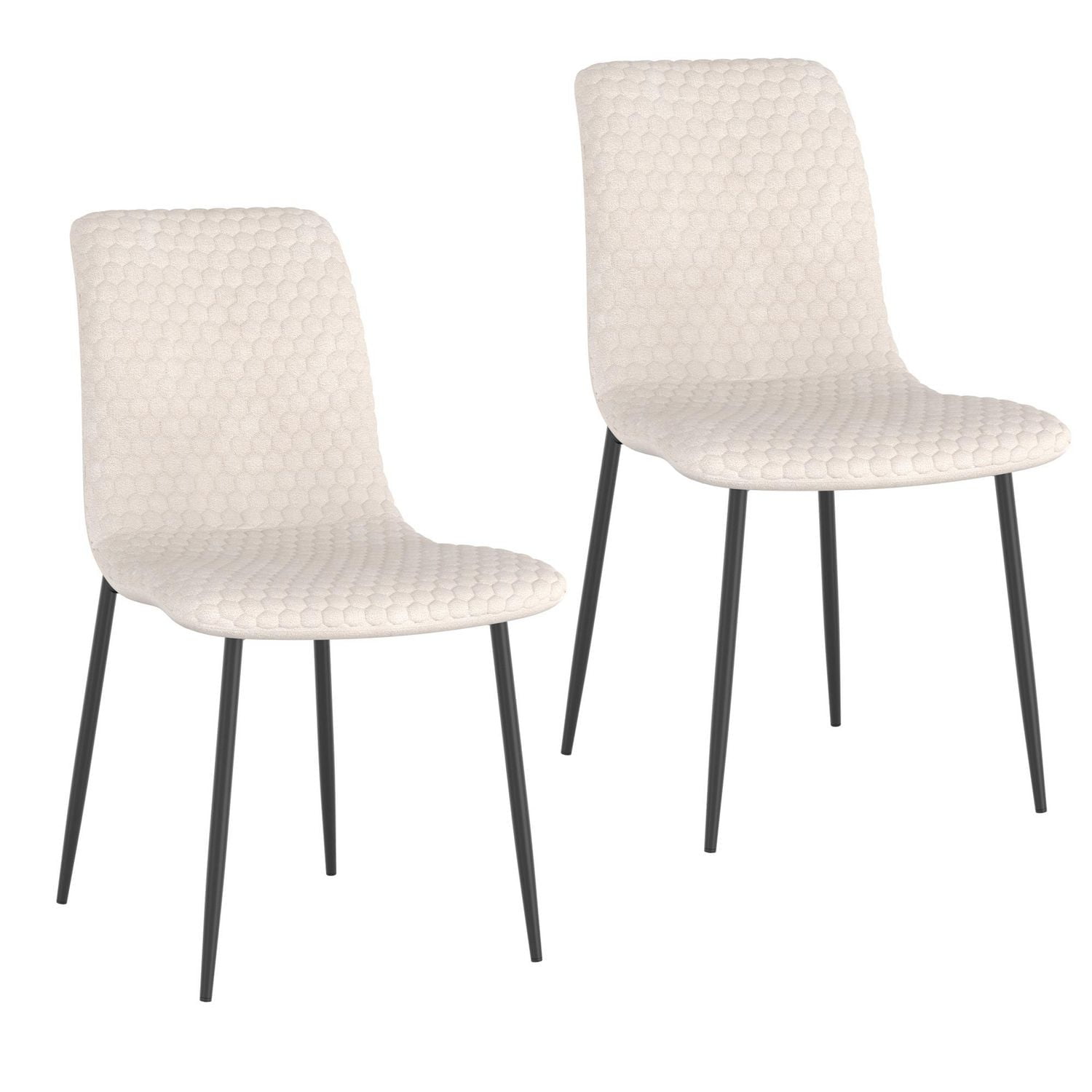 Contemporary Fabric and Metal Dining Chair, Set of 2 - Beige and Black