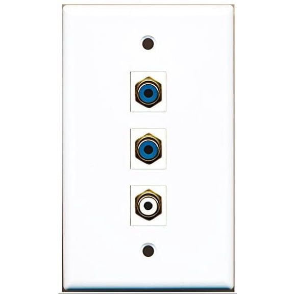 RiteAV - 1 Port RCA White 2 Port RCA Blue Wall Plate