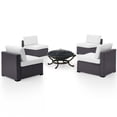 thumbnail image 1 of Crosley Biscayne 5 Piece Wicker Patio Fire Pit Set in Brown and White, 1 of 6
