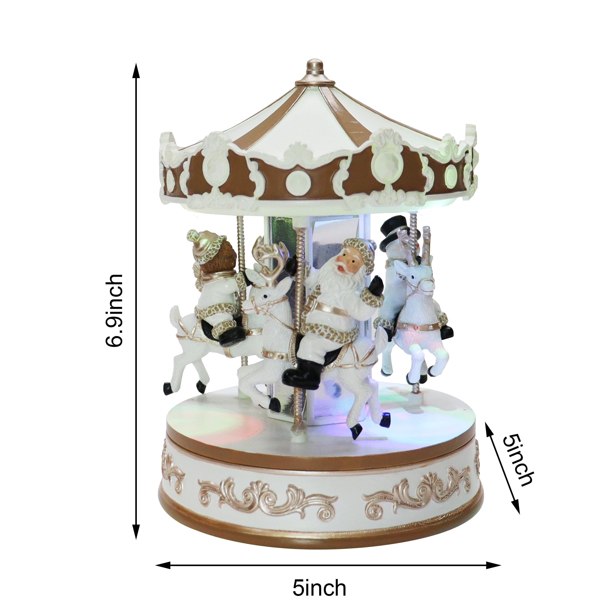 Animated Christmas Village Gingerbread Themed Musical Carousel