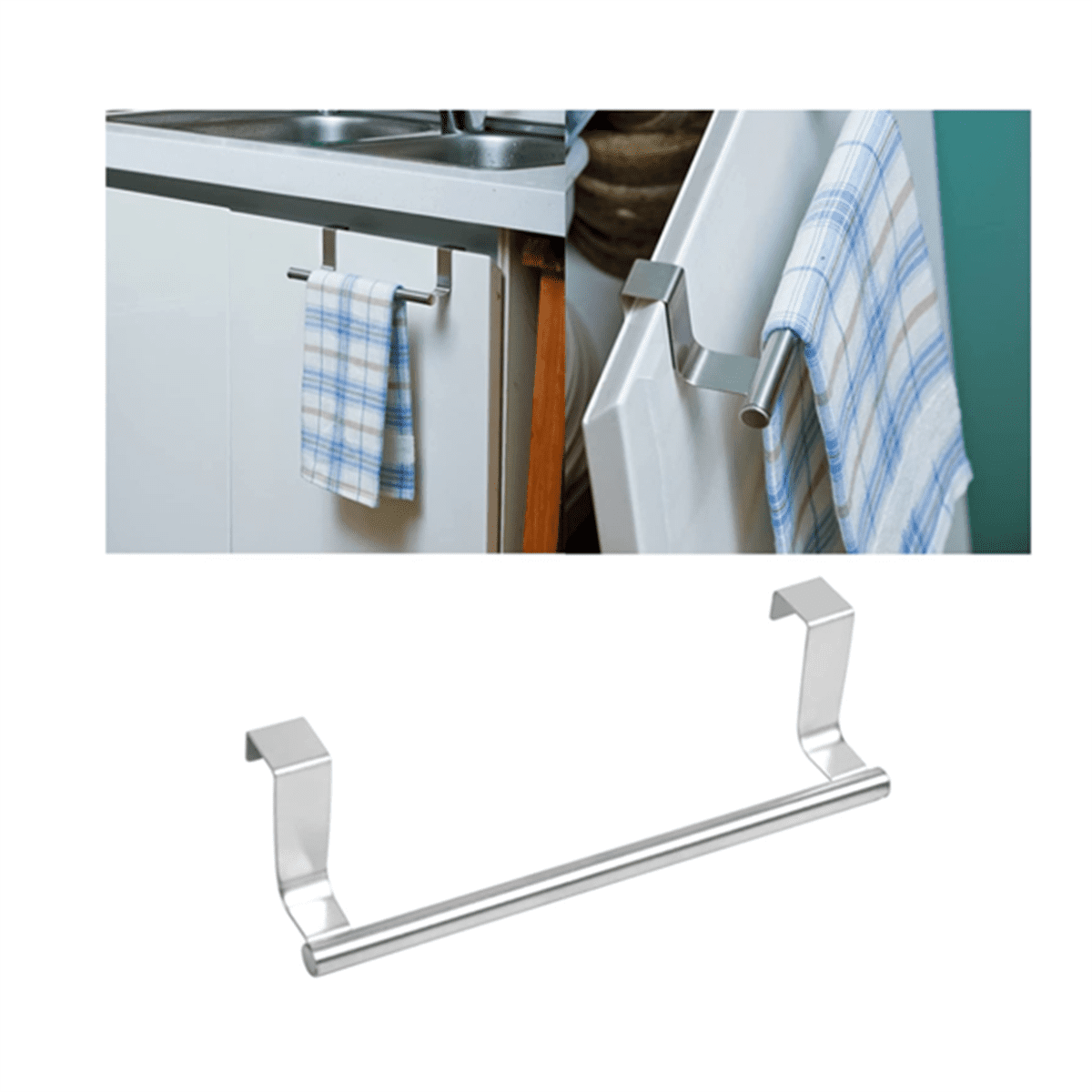 Stainless Steel Kitchen Towel Holder - Expandable Double Rack For Over Cabinet  Towels - Universal Fit For Inside Or Outside Cupboard Doors - Temu