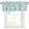 thumbnail image 4 of Kitchen Valances for Window, Watercolor Cartoon Dinosaur Light Filtering Rod Pocket Valance Curtain, Sun Cloud Light Blue Stripes Short Curtains Window Topper for Bedroom Living Room 42x12in, 4 of 9