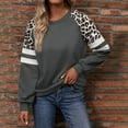 thumbnail image 2 of Women Crewneck Sweatshirts 2025 Spring Trendy Leopard Print Long Sleeve Blouses Casual Business Work Relaxed Fit Tops Grey L, 2 of 5