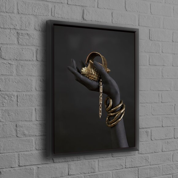 African Woman Artwork Featuring Hand With Gold Bracelet in Modern Bohemian Wall Decor Style Suitable for Fashionable Wall Art Enthusiasts