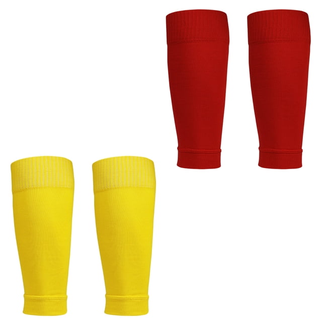 2 pares de espinilleras de fútbol con mangas de compresión para adultos, calcetines de soporte de rendimiento para piernas