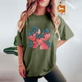 thumbnail image 5 of LEBONYARD Womens Summer Clothes,Womens Shirts Short Sleeve new trendy,Women's Fashion Summer Round Neck Drop Sleeves Leisure Short Sleeve Fruit Printing Tops Army Green S, 5 of 6