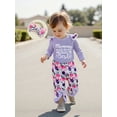 thumbnail image 3 of Rovasas Girls 3PCS Pants Sets Letter Print Romper Floral Flared Pants Headband, 3 of 9