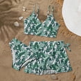 thumbnail image 2 of Yindaity Girls Bathing Suits Girl's Two Piece Bikini Sets Cut Out Top High Waist Hipster Swimsuit(Green,10-11 Years), 2 of 4