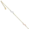 thumbnail image 1 of Real 14kt Tri-color with Open S Links 9in Plus 1in ext. Anklet; 9 inch; for Adults and Teens; for Women and Men, 1 of 1