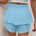 thumbnail image 3 of Plebaso Womens Flowy Shorts Ruffle Layered Elastic Waist Casual Shorts Solid Color Summer Beach Shorts, 3 of 7