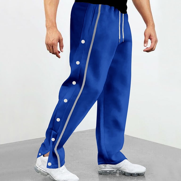 ADSSDQ Mens Tear Away Basketball Pants High Split Snap Button Post