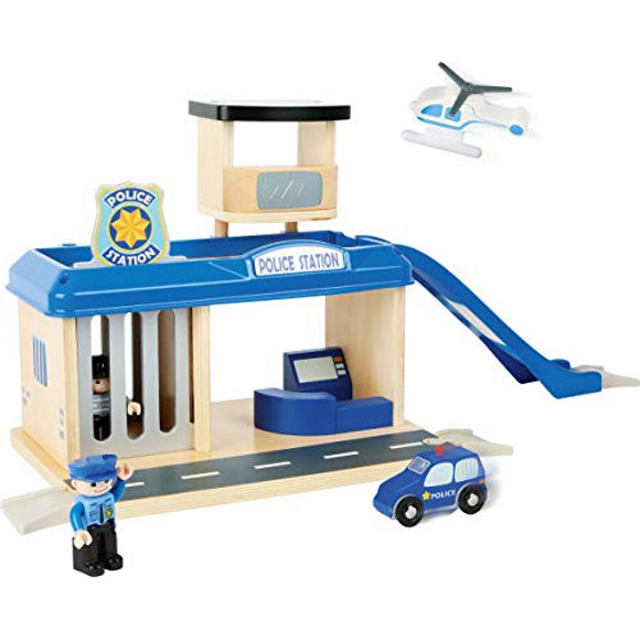 small foot wooden toys Police Station Playset Complete with All Accessories Designed for Kids Ages 3+