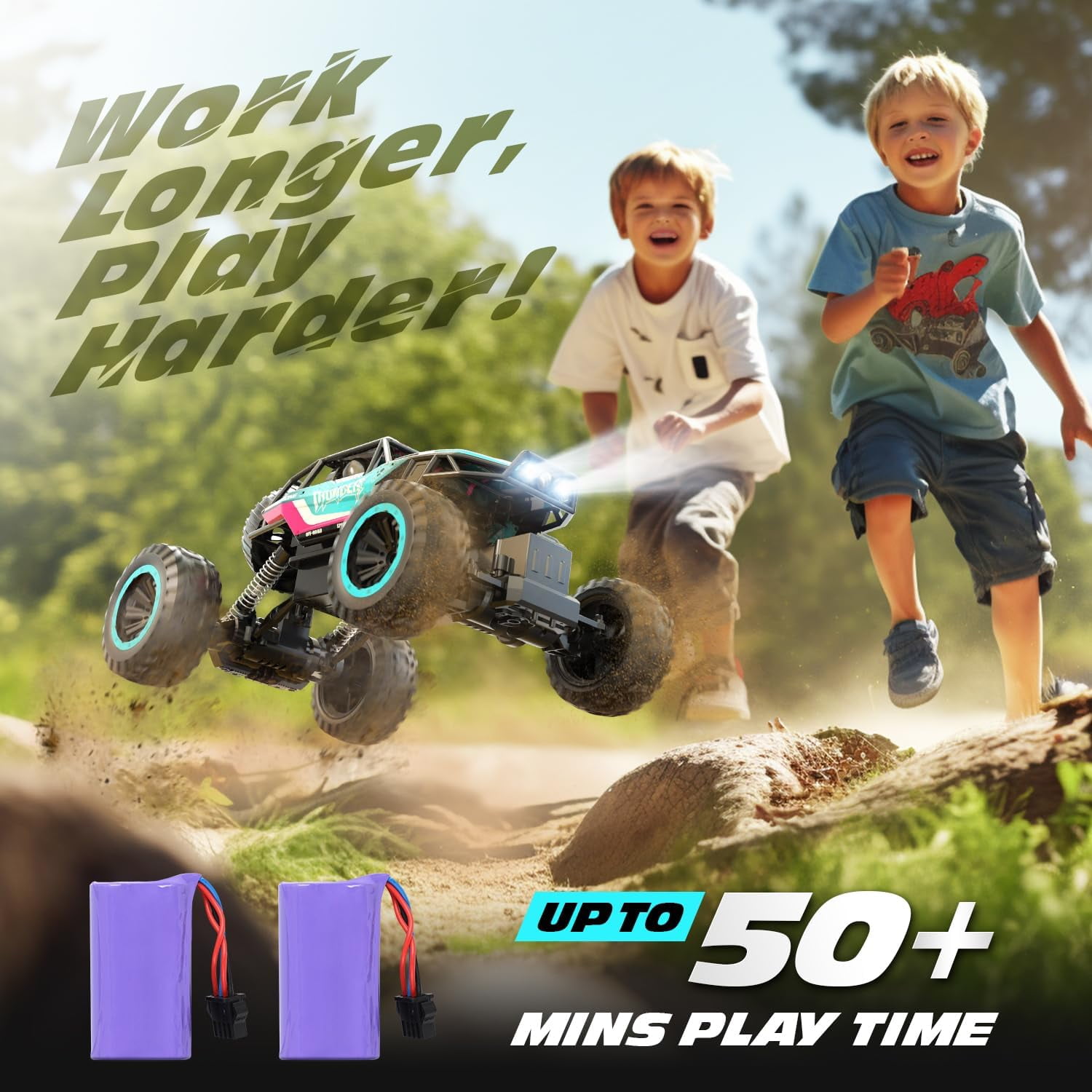 1:12 RC Cars 4WD off Road 2.4Ghz RC Monster Truck with Metal Shell and Light, Remote Control Car Crawler for Adult and Kid, 2 Batteries, Blue