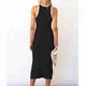 thumbnail image 2 of Vestido sin mangas para mujer, cintura recortada, color en contraste, lateral dividido en la cadera, vestido de verano negro XS, 2 of 3