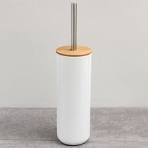 White Toilet Brush and Holder Set Padang with Bamboo Top - Stylish Bathroom Cleaning Solution for Modern Homes
