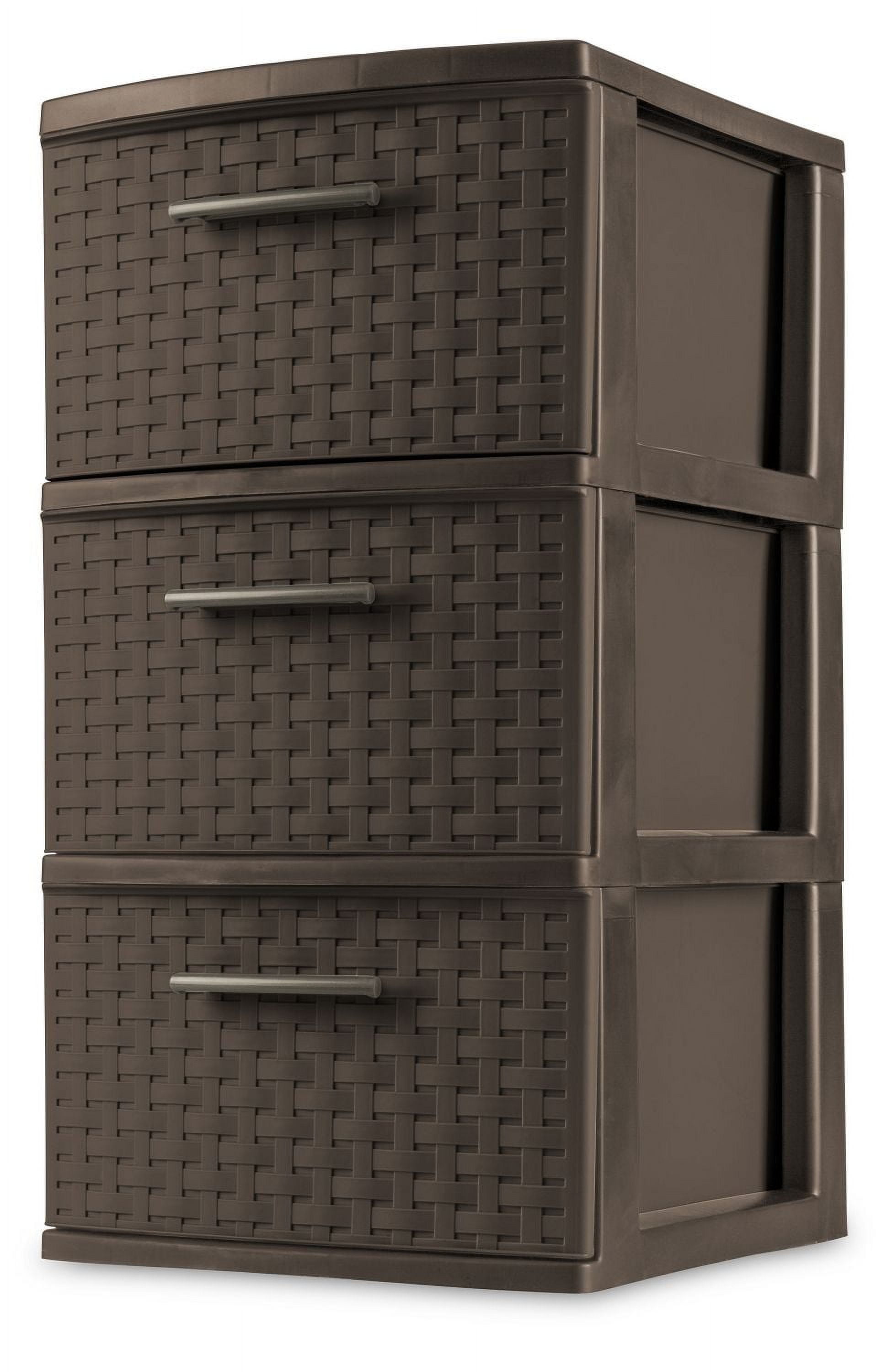 Sterilite 3 Drawer Espresso Weave Tower Case Pack
