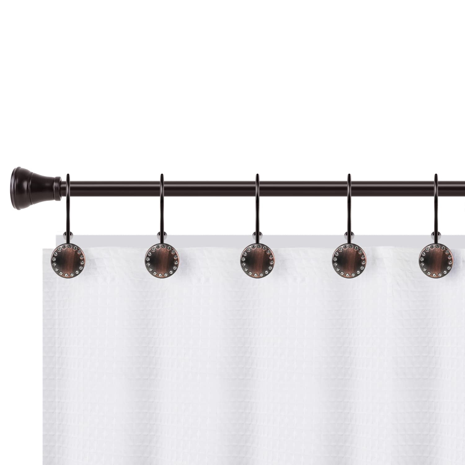 Utopia Alley Shower Rings, Double Shower Curtain Hooks for Bathroom, Rust Resistant Shower Curtain Hooks Rings, Set of 12, Oil Rubbed Bronze