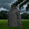thumbnail image 2 of XPMWRP Womens Soft Shell Waterproof Jacket Solid Color Zippered Casual Hooded Coat Wind Resistant Outdoor Hiking Jackets With Pocket Black S, 2 of 4