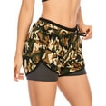 thumbnail image 3 of Women's Double Layer Yoga Shorts Workout Shorts Athletic Sports Active Running Shorts with Pockets, 3 of 8