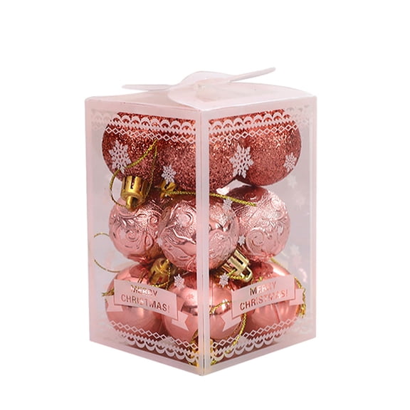 Bewildely 12x adornos de brillo para decoración del hogar bolas de Navidad con bolas de árbol de Navidad de construcción duradera Kits de decoración para fiestas oro rosa