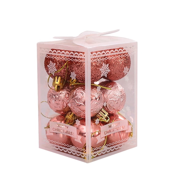 Paquete de 12 bolas de árbol de Navidad Cateissary elegantes y delicadas color oro rosa
