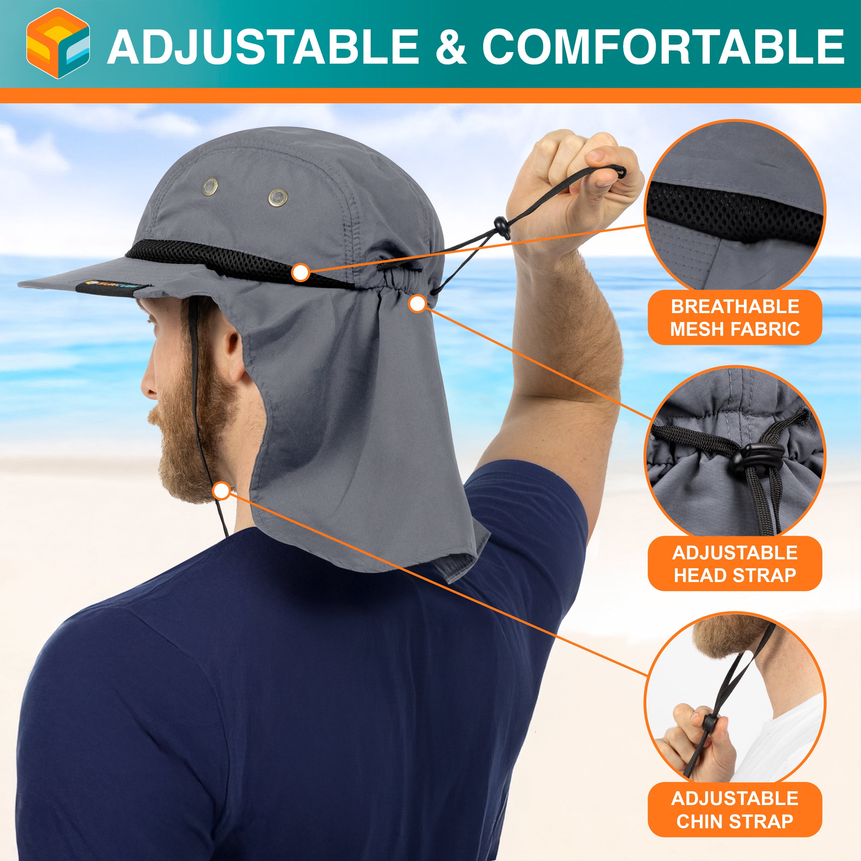 帽子 sun Sun Cube, Sun Hat, Wide Brim Fishing Hat, Gray, UV UPF 50+