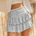 thumbnail image 6 of Riforla Women Fashion Casual Patchwork Sequins Regular High Waist Conventional Patchwork Skirt Women's Skirts Silver XS, 6 of 8
