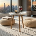 thumbnail image 3 of Demi Bonn Round Coffee Table, End Table, Round Side Sofa Coffee Table with Wooden Tray, for Living Room, Bedroom, White, 3 of 9
