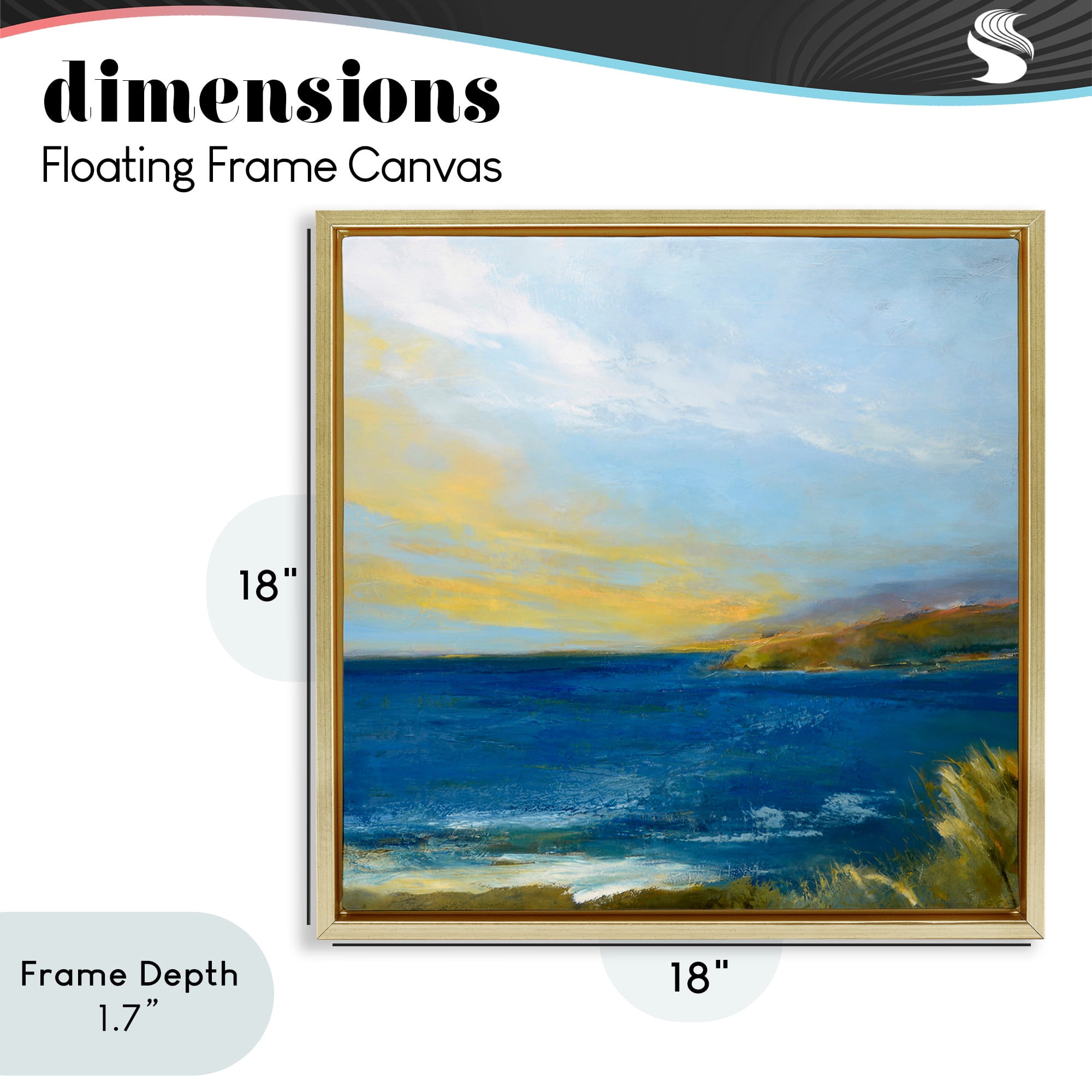Stupell Industries Vibrant Ocean Light at Dusk Gold Framed Floater Canvas Wall Art, design by Patrick Dennis