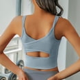 thumbnail image 5 of idosla Womens Crop Tank Tops with Built in Bras Breathable Wrap Ruched Athletic Workout Yoga Sleeveless Tops (Blue, M), 5 of 6