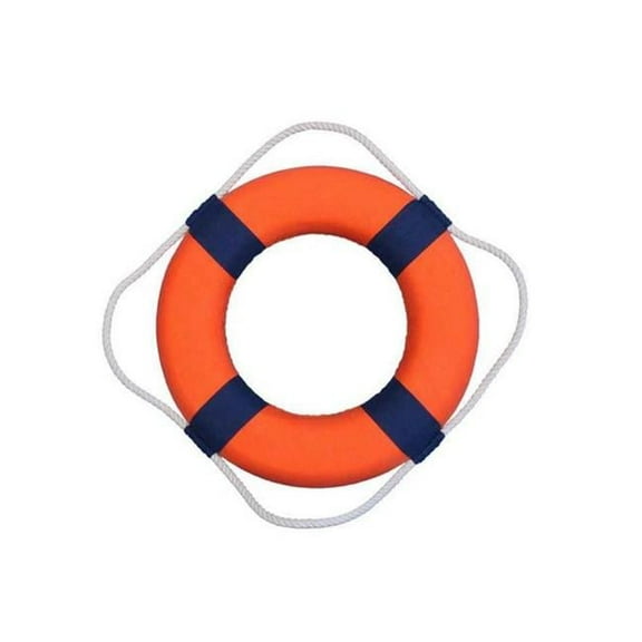 Handcrafted Decor Lifering 15-332 Vibrant Orange Decorative Lifering with Blue Bands- 15 in.