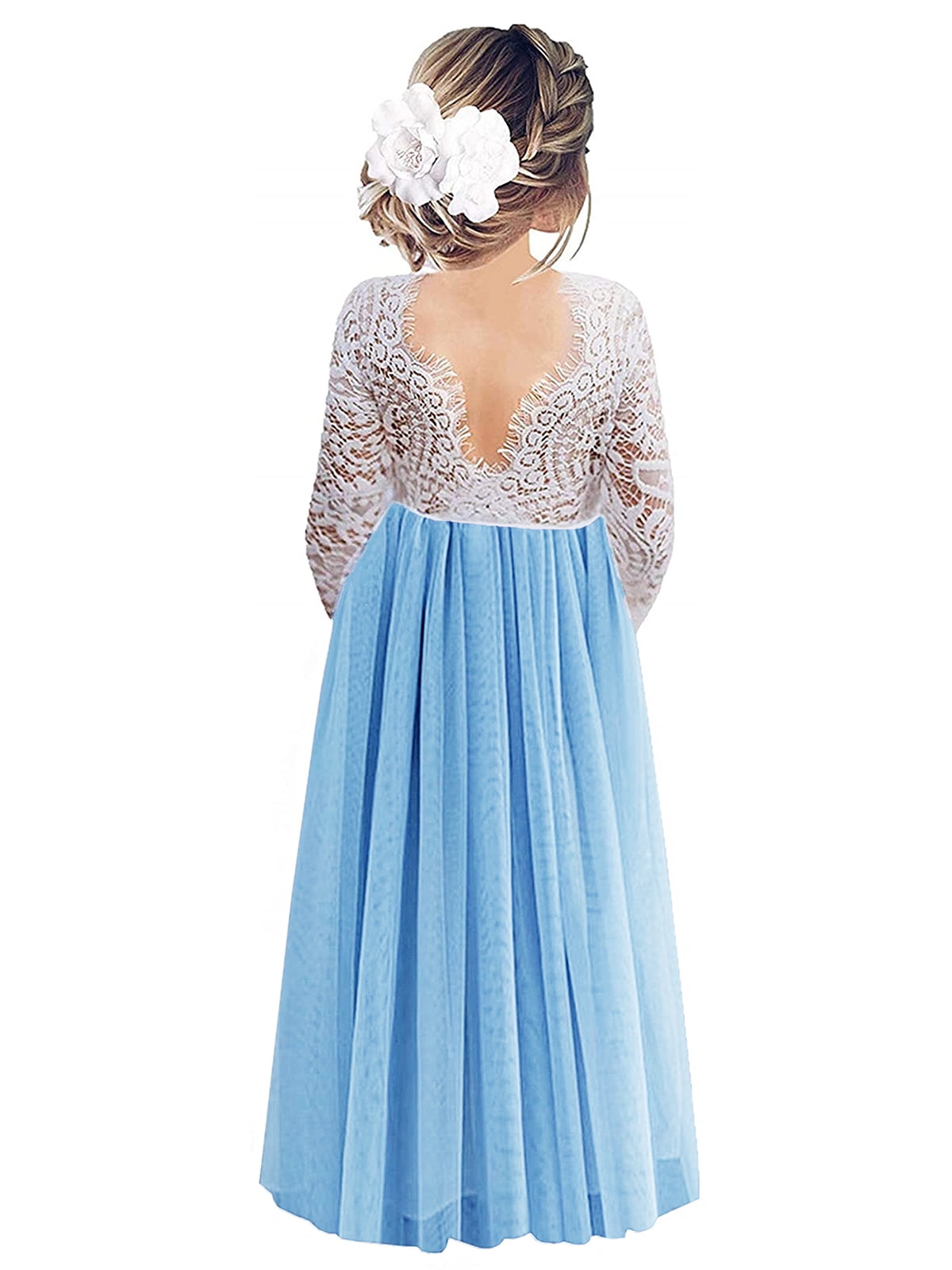 312Y Girl Rose Lace Back ALine Straight Tutu Tulle Party Wedding