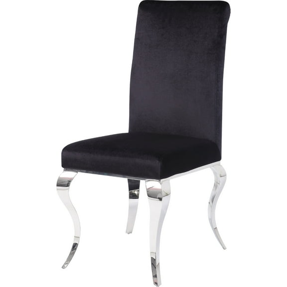 Elegant Design 2pcs Dining Accent Side Chairs Upholster Black Fabric Chairs Dining Room Furniture