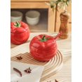 thumbnail image 4 of YISITIAN Tomato Ceramic Sugar Bowl with Lid and Spoon, Red Spice Jar for Salt Pepper Storage on Kitchen Countertop, Decorative Vegetable Themed Container for Dining Table AZ1014-4605, 4 of 7