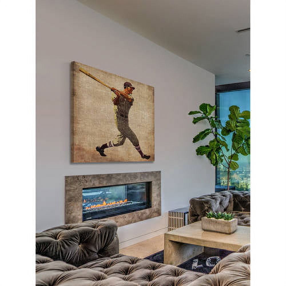 Marmont Hill "Vintage Baseball Swing" Painting Print on Wrapped Canvas