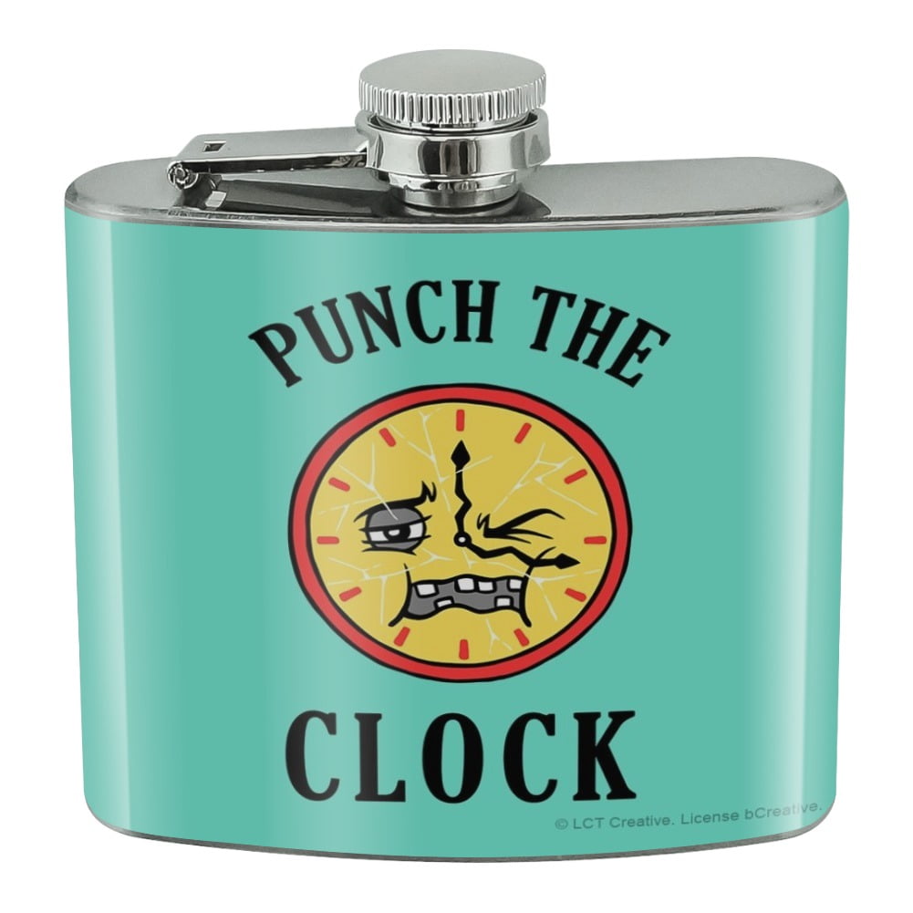 Punch The Clock Funny Humor Stainless Steel 5oz Hip Drink Kidney Flask