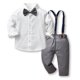 thumbnail image 2 of Chaquetas de traje de lentejuelas Ropa para niño pequeño, 3 uds., ropa para bebé, camisa a cuadros para bebé, pantalones con tirantes, conjunto de abrigo,blazer moda（Rojo， 12-18 mes), 2 of 5