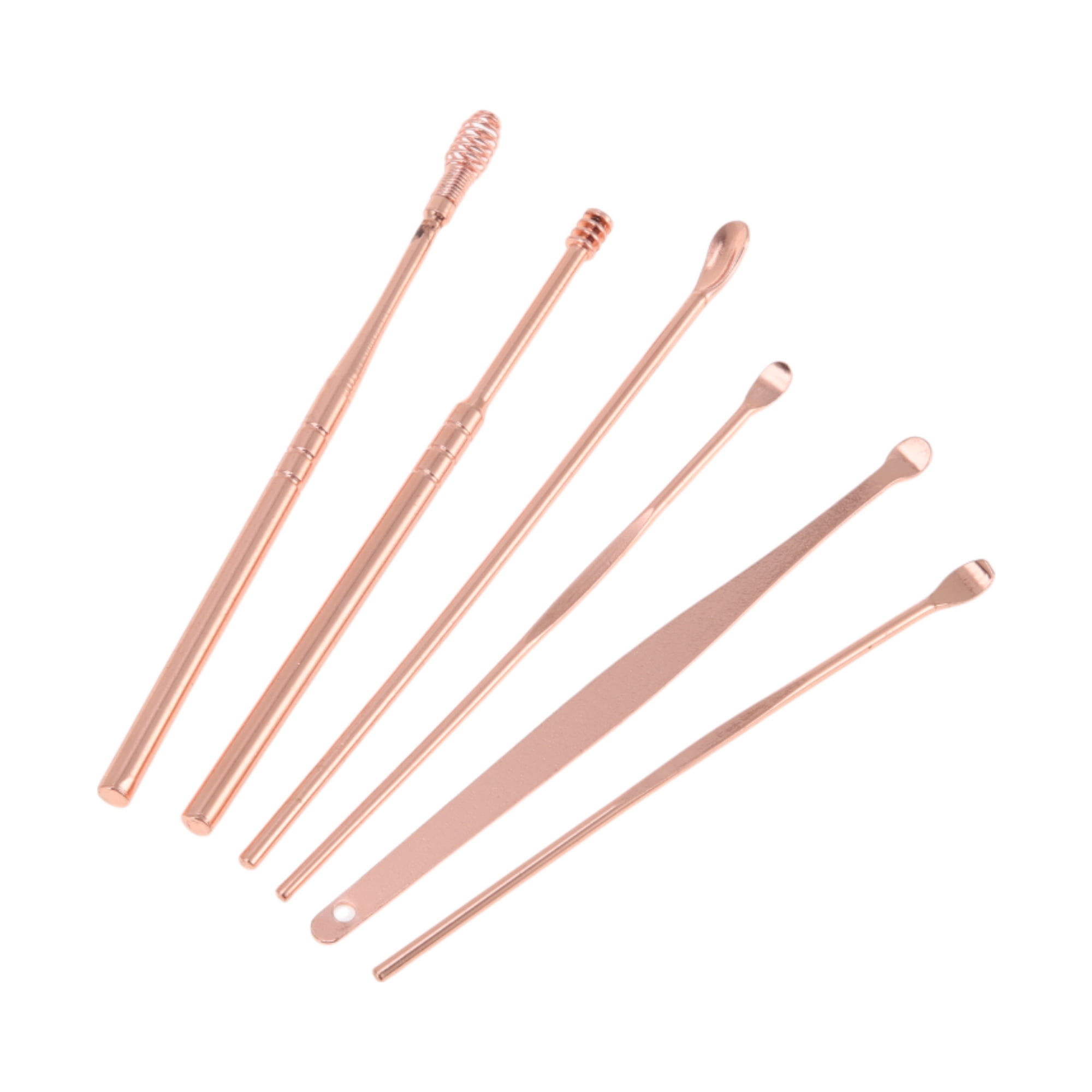 Unique Bargains Durable Earwax Cleaning Tool Kit With Rose Gold Tone 6 Pcs