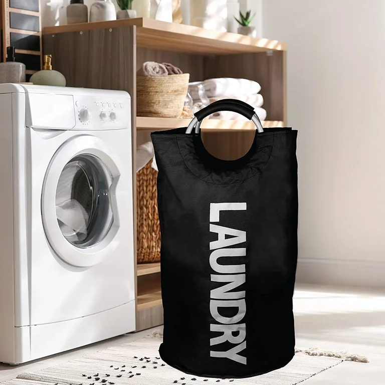 Brookstone Large Laundry Basket Fabric Tall Laundry Hamper Foldable Laundry Bag with Aluminum Handle Walmart