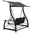 thumbnail image 2 of vidaXL 3-Seater Garden Swing Bench with Canopy Poly Rattan Black, 2 of 4