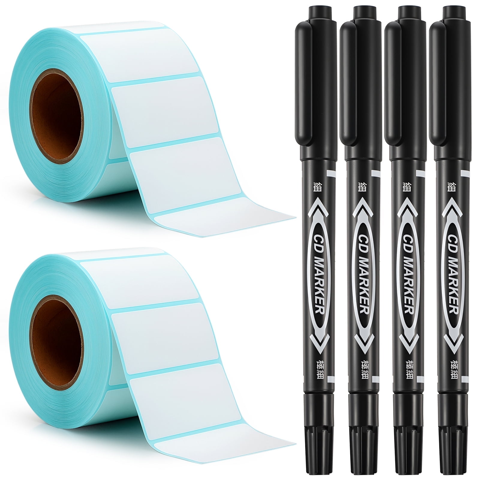 sixwipe 2000 Pcs Thermal Paper Labels, 2.36"x1.18" Label Stickers with 4 Free Markers, Printing Labels for Most Thermal Printers, Ideal Tags for Bottles, Delivery and DIY
