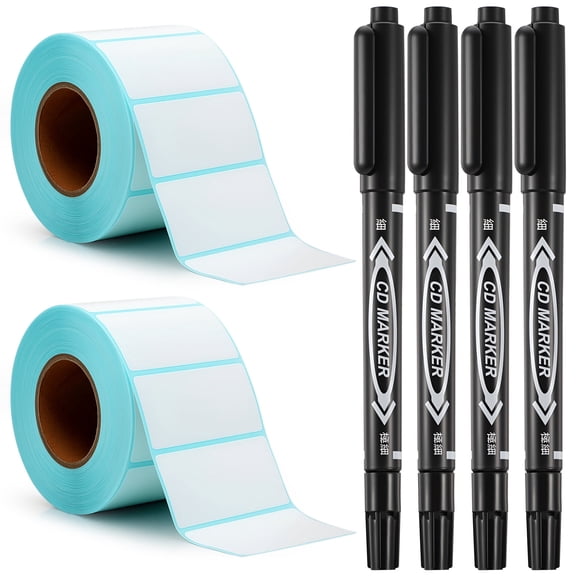 sixwipe 2000 Pcs Thermal Paper Labels, 2.36"x1.18" Label Stickers with 4 Free Markers, Printing Labels for Most Thermal Printers, Ideal Tags for Bottles, Delivery and DIY