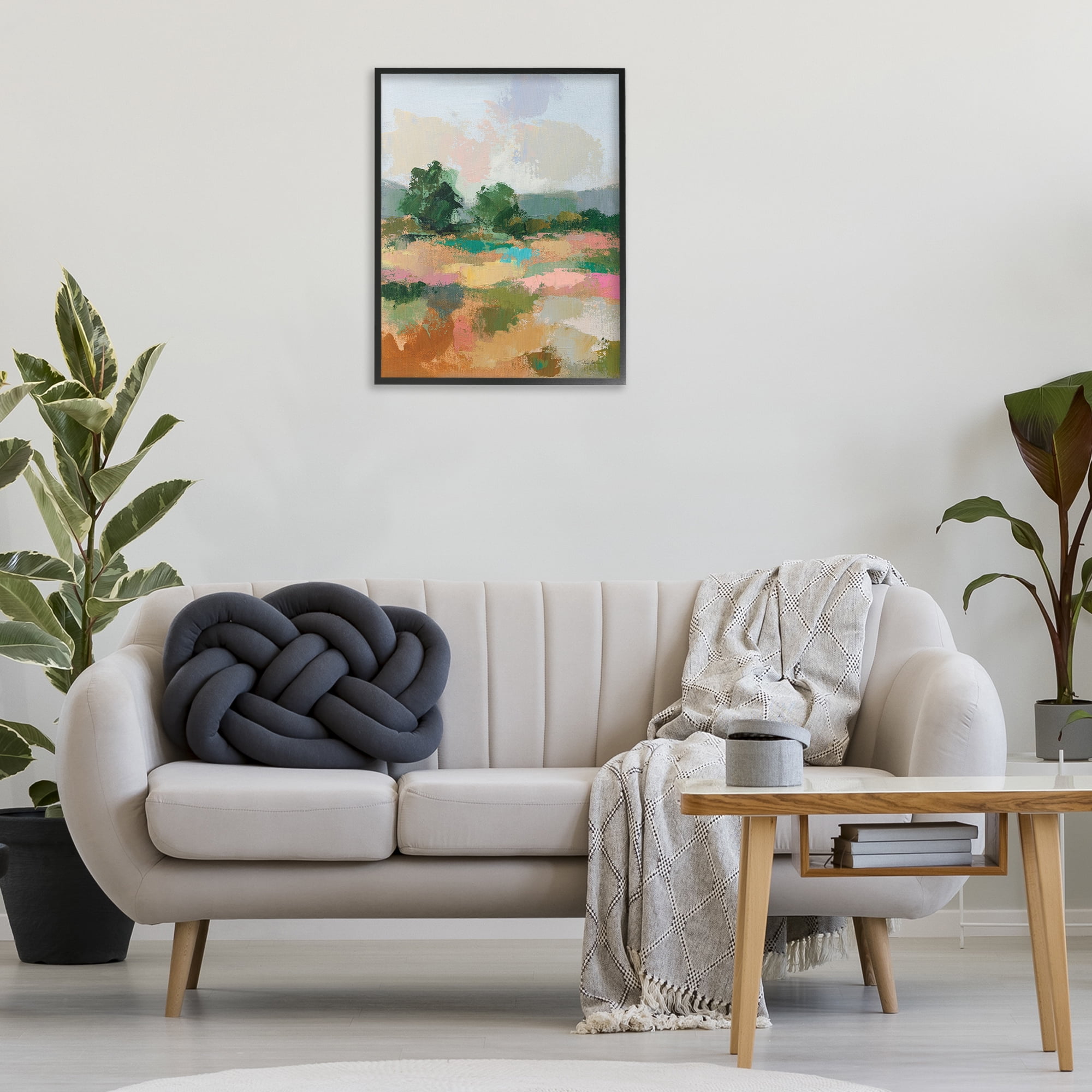 Stupell Industries Abstract Spring Landscape Landscape Painting Black Framed Art Print Wall Art, 24 x 30