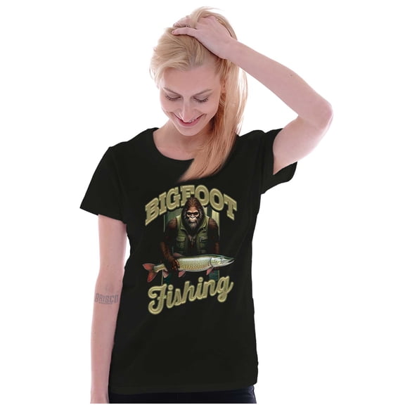 Bigfoot Fishing Outdoor Adventure Womens Slim Fit Graphic Tee Brisco Brands S