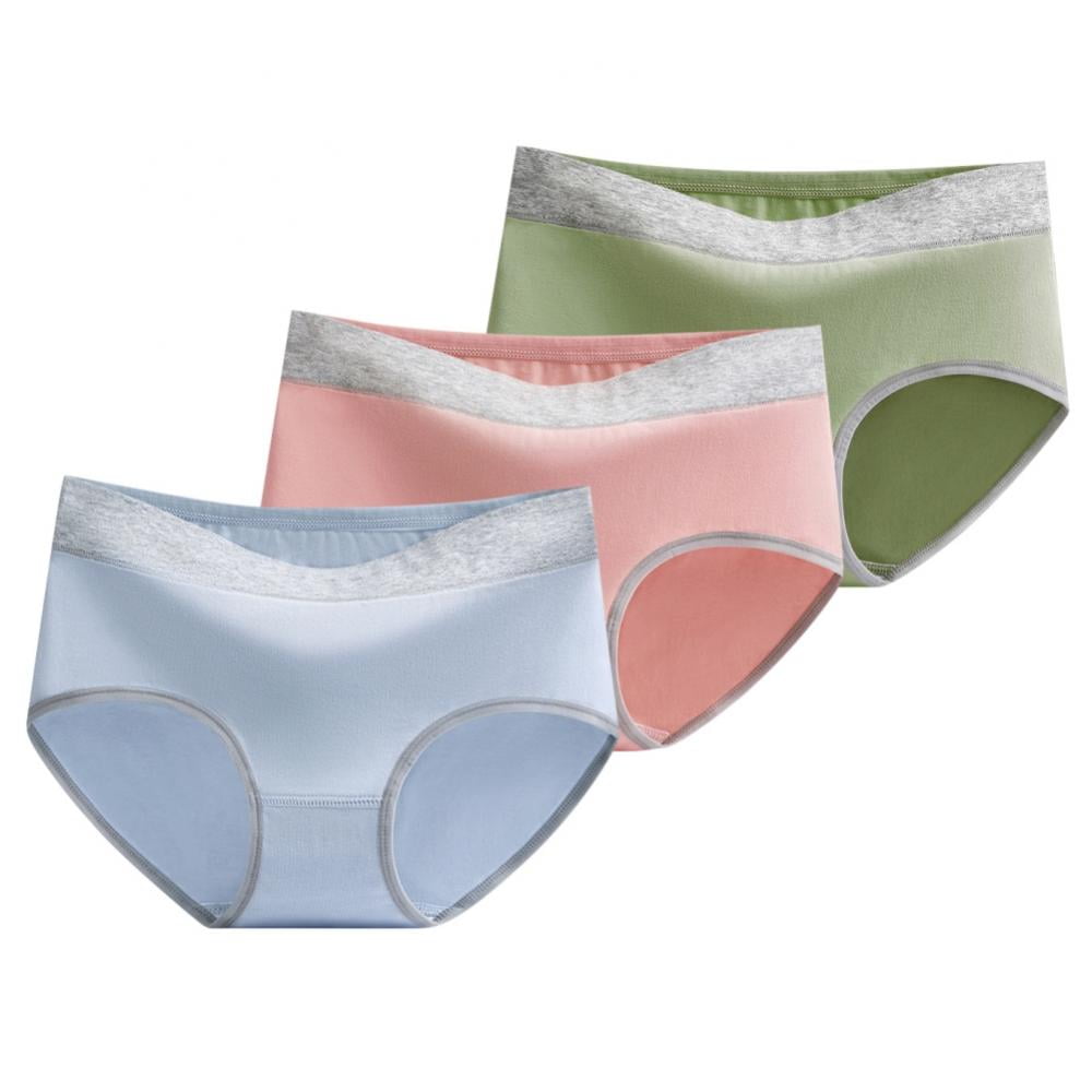 Popvcly 3 Pack Panties for Women Cotton Mid-Rise Underwear Soft Full  Coverage Briefs Stretch Underwear 