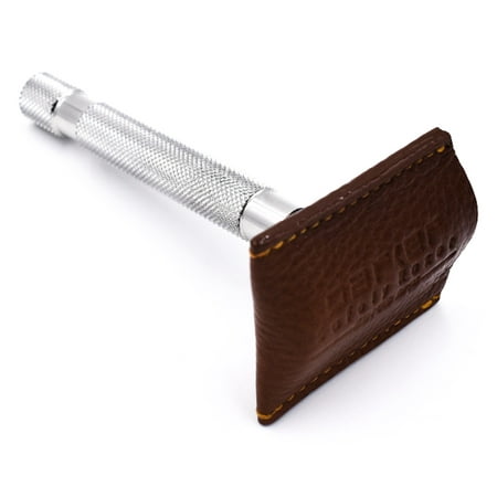 Parker's Genuine Leather Double Edge Safety Razor Protective Sheath / Travel Cover - Fits all standard safety razors - Color: Brown