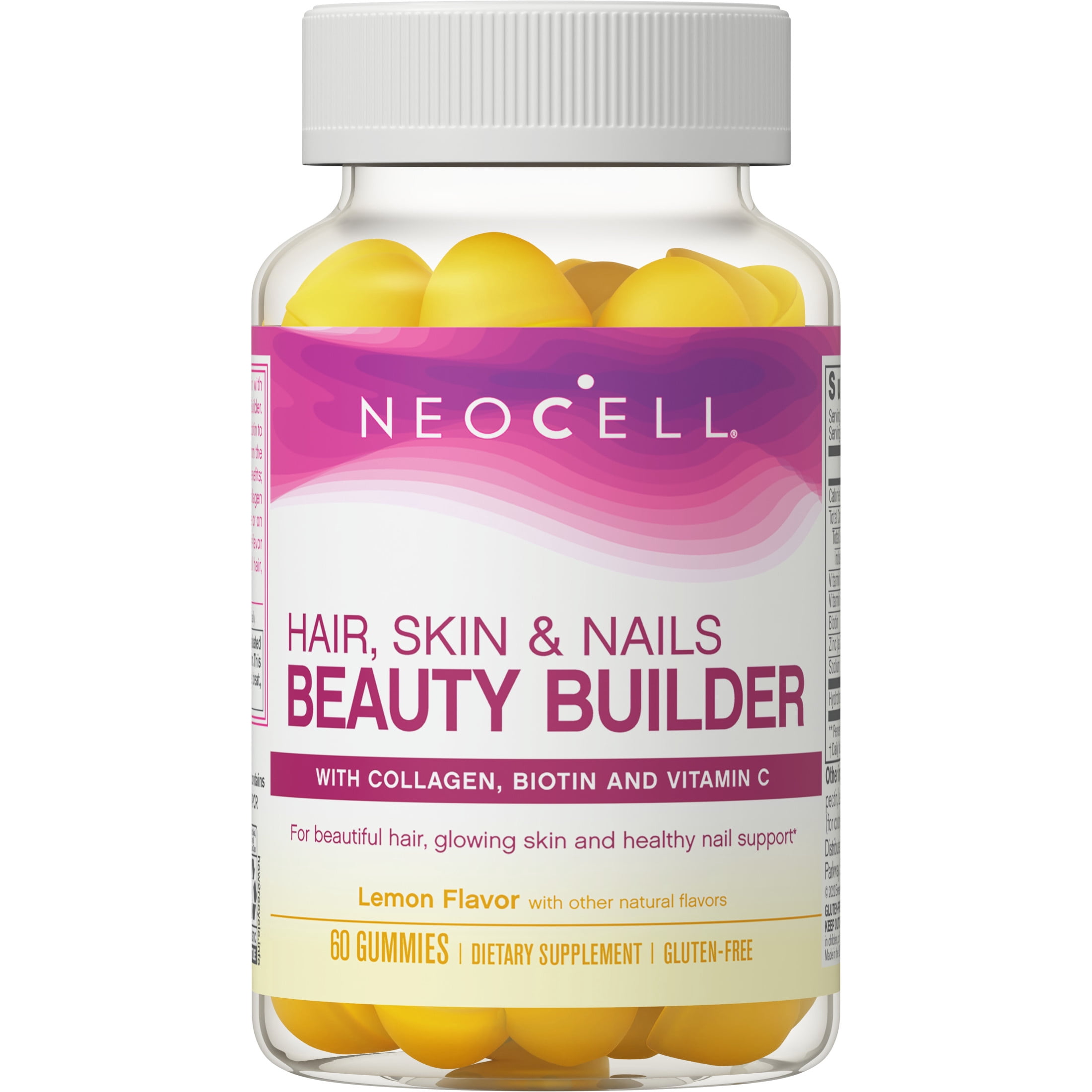 Hair, Skin & Nails 3-in-1 Support Supplement | 60 Lemon Gummies | with Collagen, Biotin and Vitamin C | by NeoCell