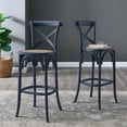 thumbnail image 2 of Bar Stool Chair Barstool, Midnight Blue, Wood, Pub Cafe Bistro Dining Kitchen Hospitality Restaurant, Modern Contemporary HB33946, 2 of 11